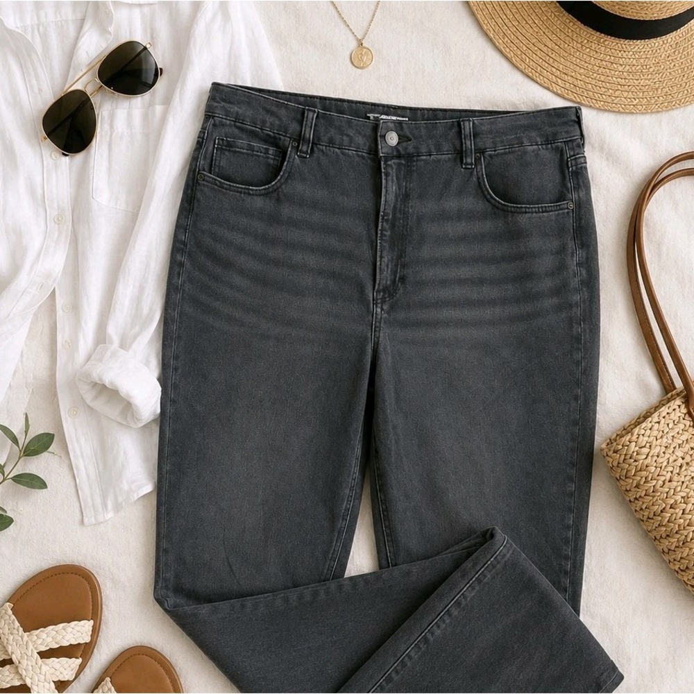American Eagle Women 18 Long Gray Wash Skinny Jeans Mid Rise Stretch Denim